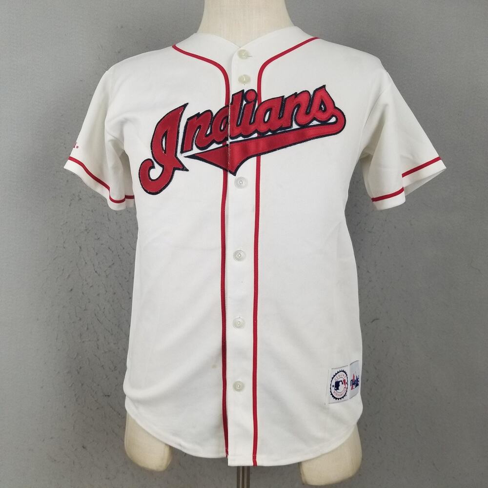 Cleveland Indians Jersey Youth Large White Home MLB Baseball Majestic Diaz #2